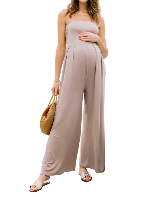 women's high-ankle denim jeansRuched Maternity Jupmsuit In Mocha