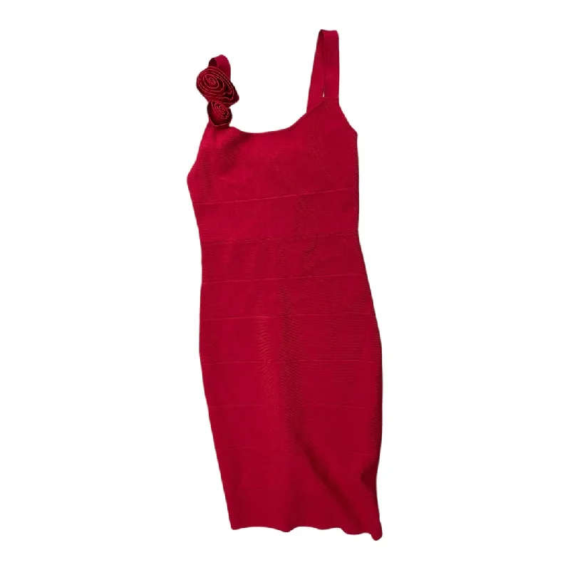 women's long-sleeved dressesDress Casual Midi By Bcbgmaxazria In Red, Size: M