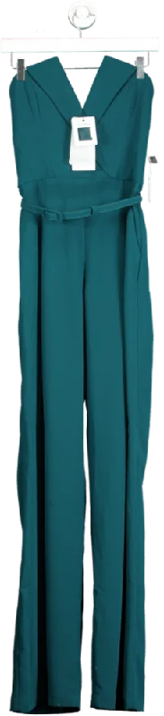 women's jumpsuits with short sleevesNadine Merabi Teal Strapless Jumpsuit UK 8