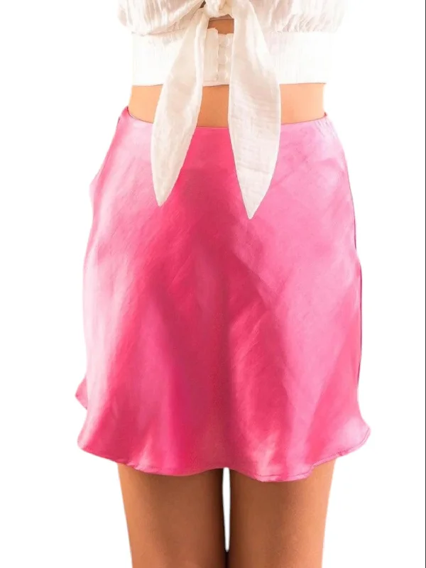 women's classic chiffon skirtsAbout Time High Shine Satin Mini Skirt In Pink