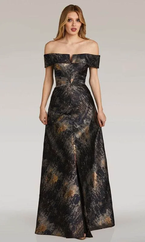 women's affordable dressesFeriani Couture 18258 - Printed Straight Across Evening Gown