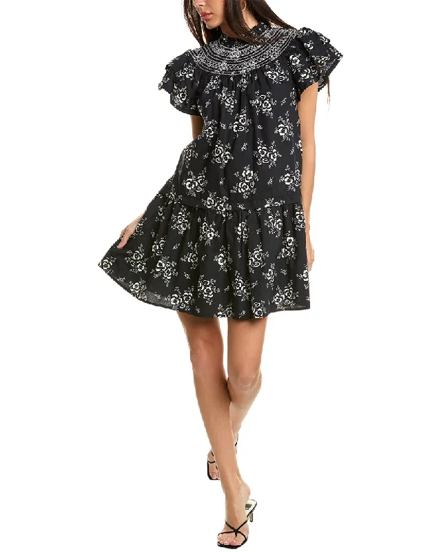 women's stretch dressesSEA NY Alessia Print Smocked Tunic Mini Dress