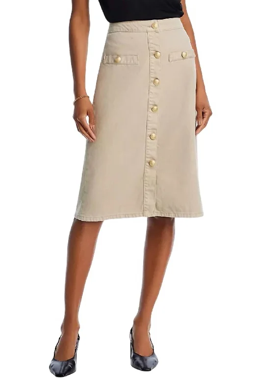 women's floral pleated skirtsButton Front Landry Skirt In Biscuit