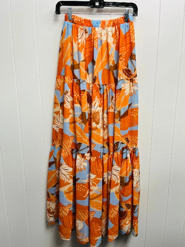 women's cool work skirtsSkirt Maxi By Flying Tomato In Blue & Orange, Size: S