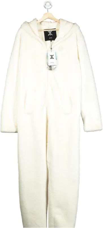 women's chic jumpsuitsOnePiece Off White The Fluff Supersoft Jumpsuit Onesie UK M