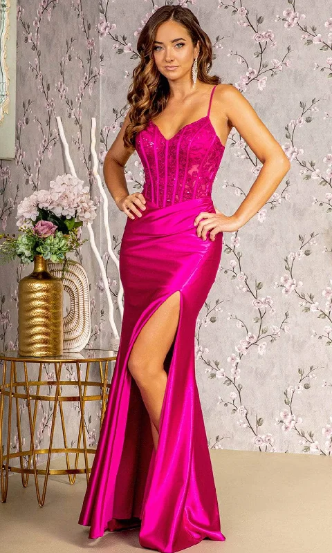 women's trendy dressesGLS by Gloria GL3439 - Draped Illusion Evening Dress