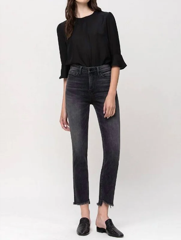 women's denim jeans for a bohemian lookKenny High Rise Straight Jean In Washed Black