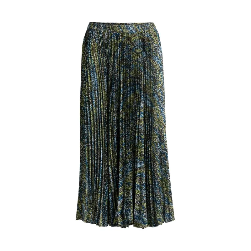 women's velvet skirtsMidi-length skirt in printed plissé satin