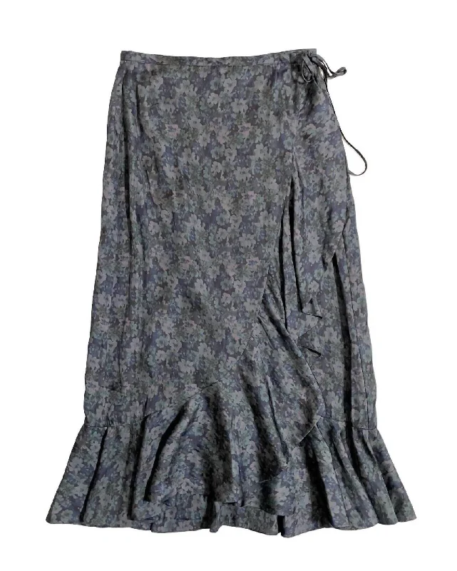 women's loungewear dressy skirtsWrap Alamar Floral Midi Ruffle Skirt In Gray