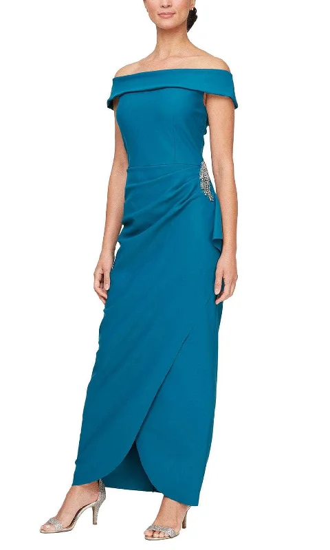 women's casual dressesAlex Evenings 134164 - Straight Across Wrap Formal Dress