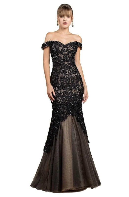 women's denim dressesLadivine A0401 - Beaded Lace Sweetheart Evening Gown