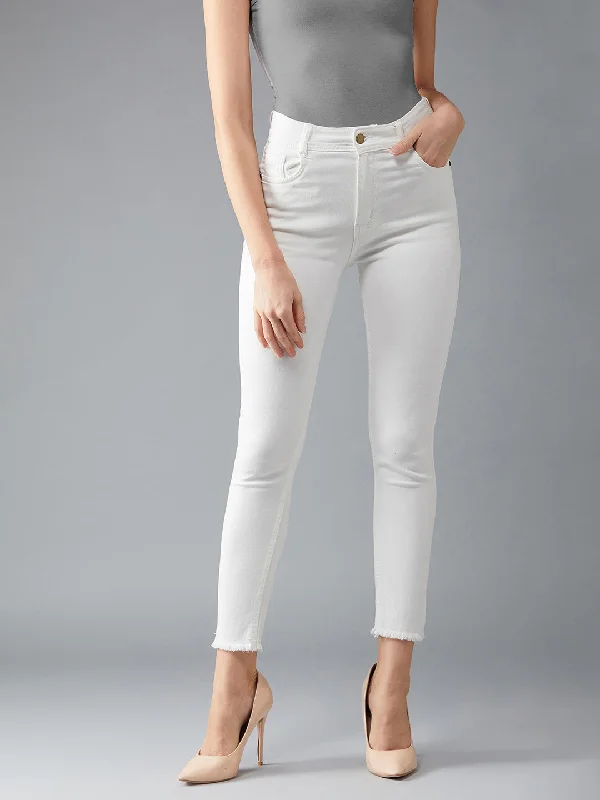 women's denim jeans with patches24/7 comfort Women's White Skinny High Rise Cropped Stretchable Denim Jeans