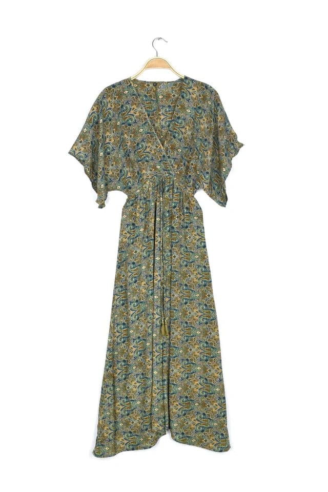 women's fashionable dressesPrinted Caftan Midi Dress - Clover