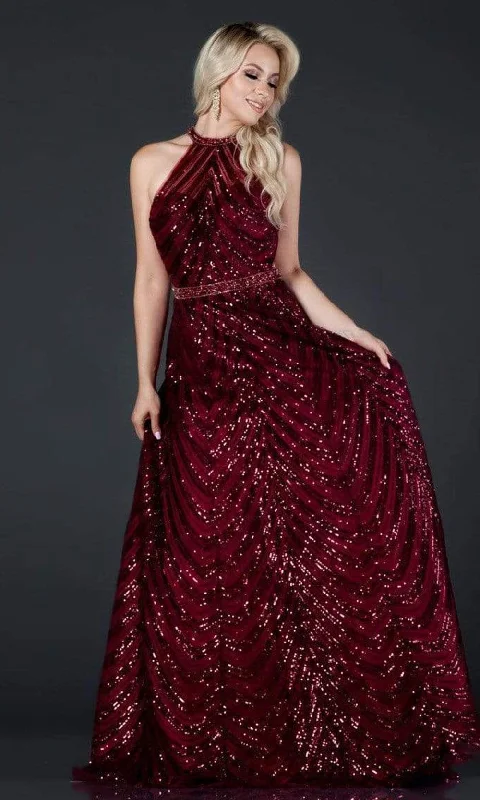 women's unique dressesAspeed Design - L2377 Halter A-Line Evening Dress