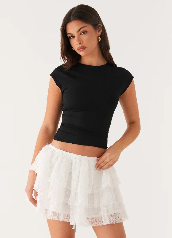 women's vintage leather skirtsErin Layered Mini Skirt - White