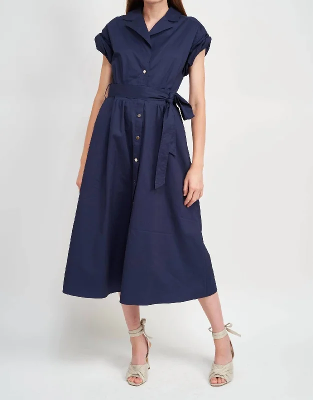 women's eco-friendly dressesZoya Midi Shirtdress In Navy