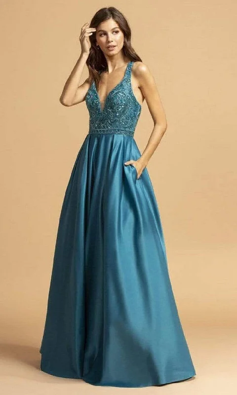 women's pastel dressesAspeed Design - L2174 Sleeveless A-Line Evening Dress