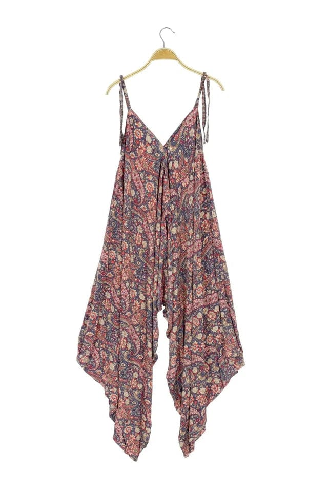 women's jumpsuits for glamorous eveningsTie Shoulder Printed Jumpsuit - Horseshoe Bay