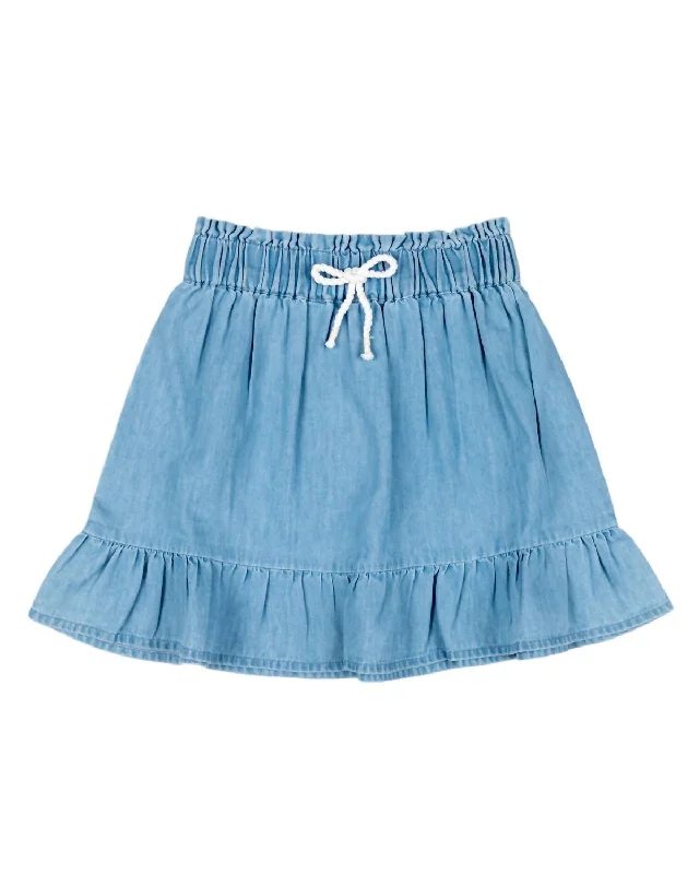 women's linen skirtsGirl's Chambray Skirt In Blue