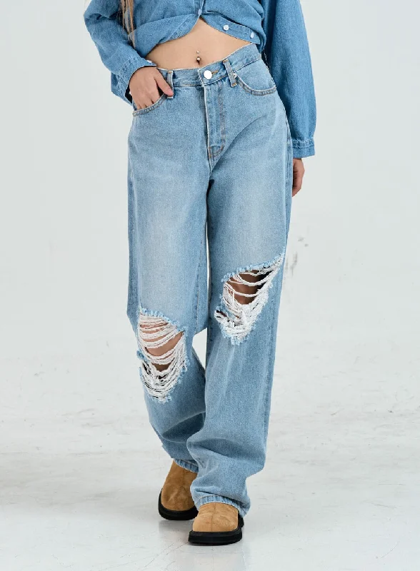 women's denim jeans for a cozy weekendRipped Maxi Denim Pants Unisex CO14