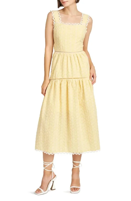 women's wrinkle-resistant dressesCamryn Midi Dress In Lemon