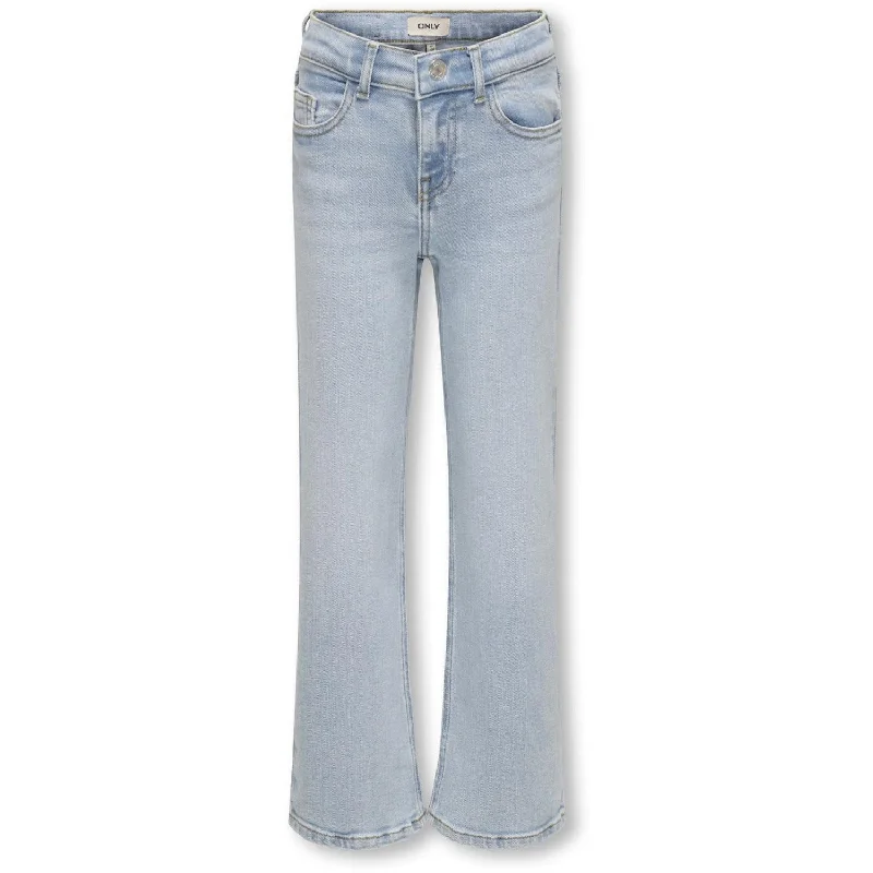 women's denim jeans with stretch fabrickids ONLY Light Blue Denim Juicy Life Wide Leg Denim Jeans Noos