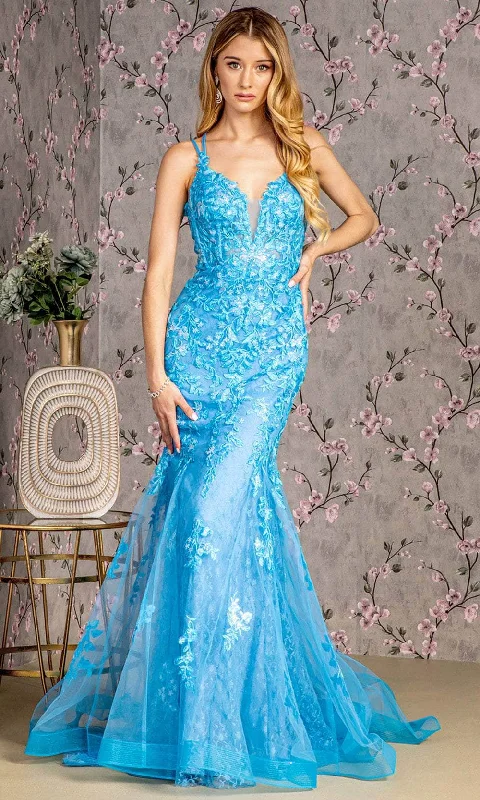 women's lace-up dressesGLS by Gloria GL3333 - Plunging Sweetheart Mermaid Evening Dress