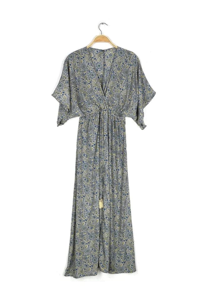 women's custom dressesPrinted Caftan Midi Dress - Blue Ditzy