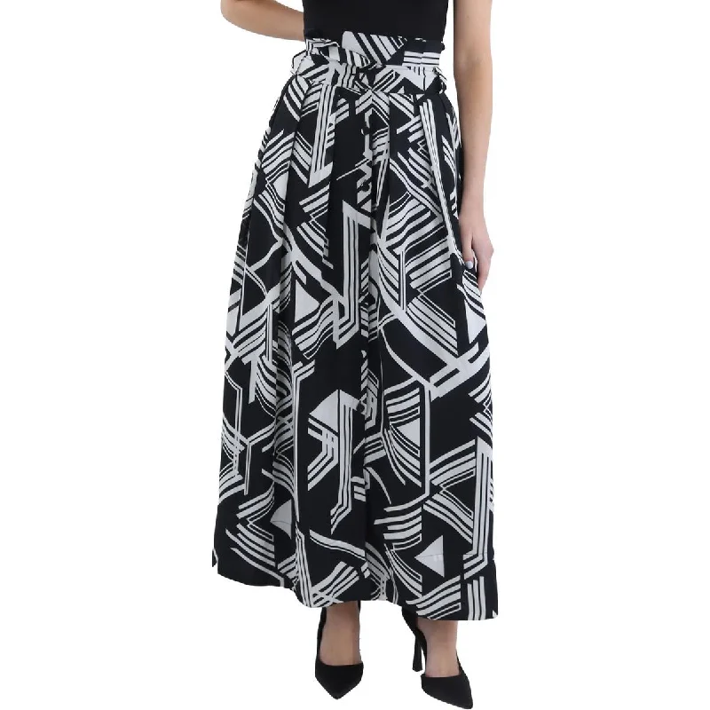 women's linen skirtsWomens Printed Pleated Maxi Skirt