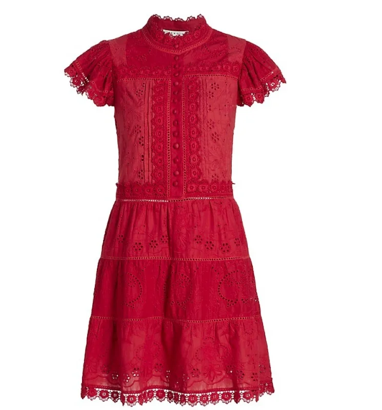 women's cocktail dressesWomen Marina Tiered Embroidered Mini Dress In Cinnamon