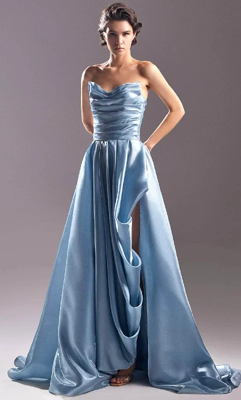 women's body-skimming dressesMNM COUTURE G1501 - Draped A-Line Evening Gown