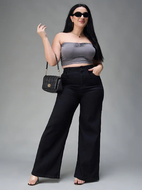 women's denim jeans for parties24/7 comfort Women's Black Wide Leg High Rise Stretchable Denim Jeans