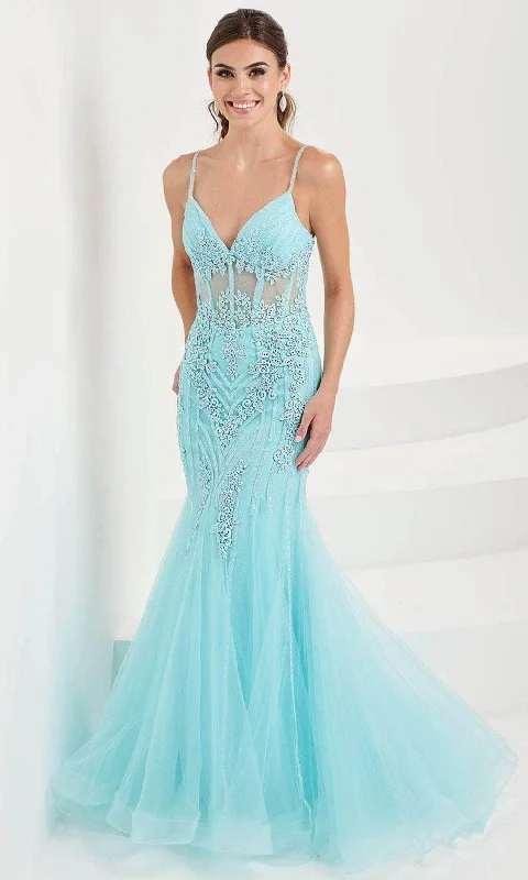 women's bespoke dressesTiffany Designs 16095 - Lace Appliqued Mermaid Evening Gown