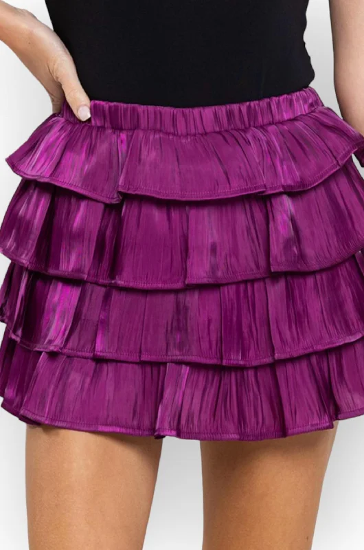 women's luxury lace skirtsSweetly Gameday Ruffled Mini Skirt In Purple