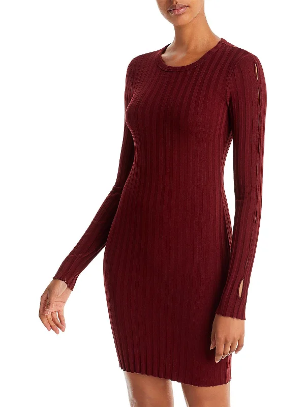 women's casual dressesWomens Ribbed Crewneck Mini Dress