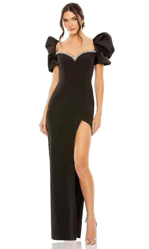 women's A-line dressesIeena Duggal 20687 - Puff Sleeve Column Evening Gown