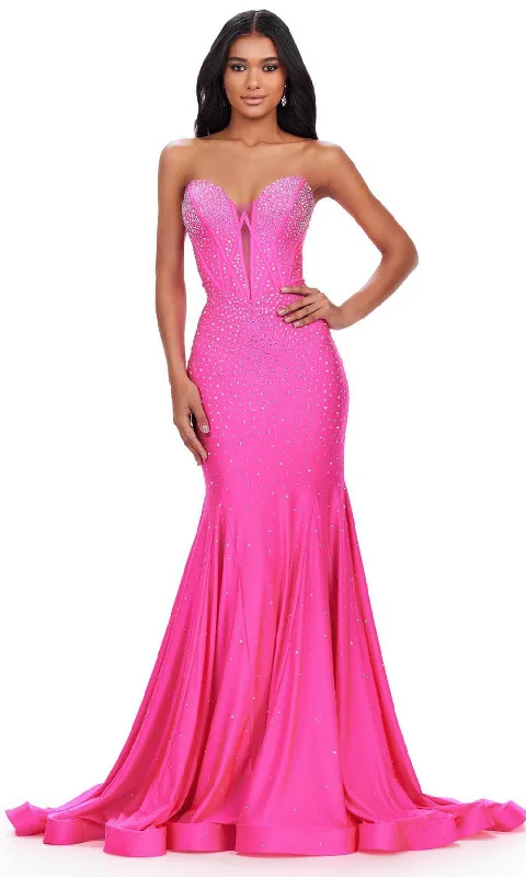 women's glam dressesAshley Lauren 11560 - Plunging Sweetheart Beaded Evening Gown