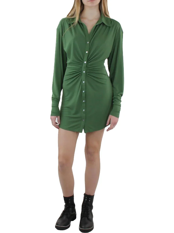 women's bell-sleeved dressesArden Womens Collared Midi Shirtdress