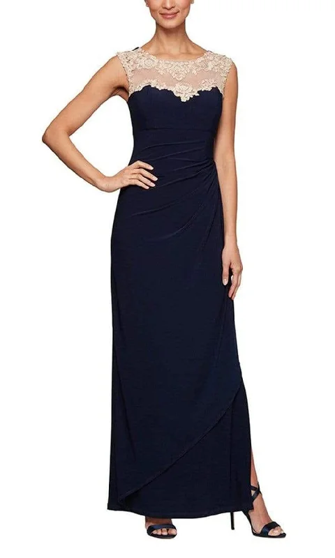 women's cold-shoulder dressesAlex Evenings - 81351473 Embroidered Jewel Neck Sheath Dress