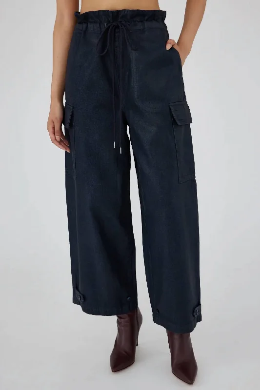 women's polyester pantsAdelaide Denim Cargo Pants In Dark Blue