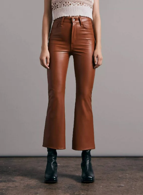 women's sustainable pantsCasey Faux Leather Flare Pants In Putty Brow