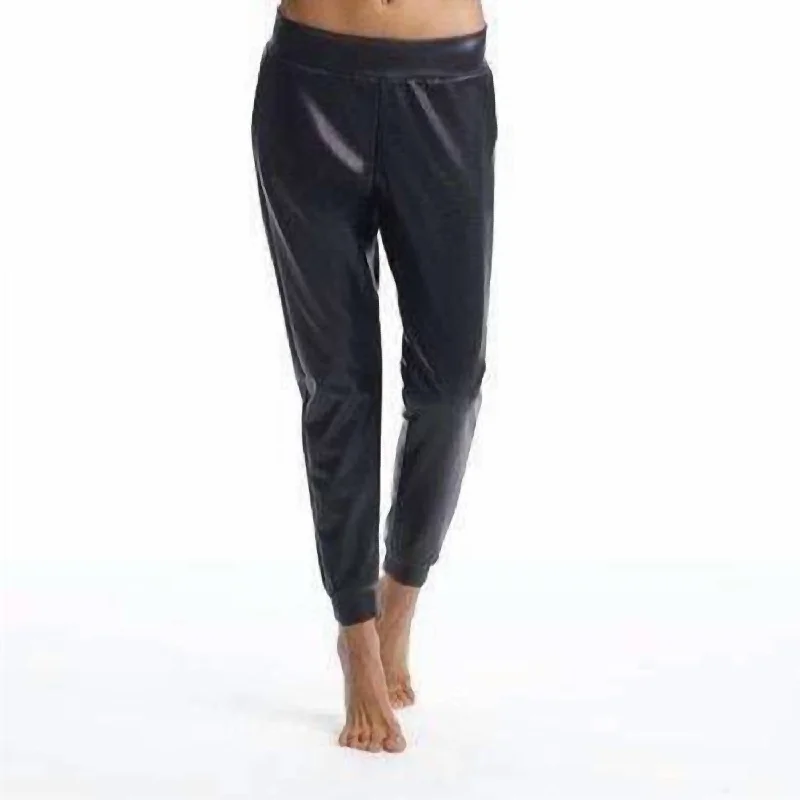 women's drawstring pantsFaux Jogger In Black