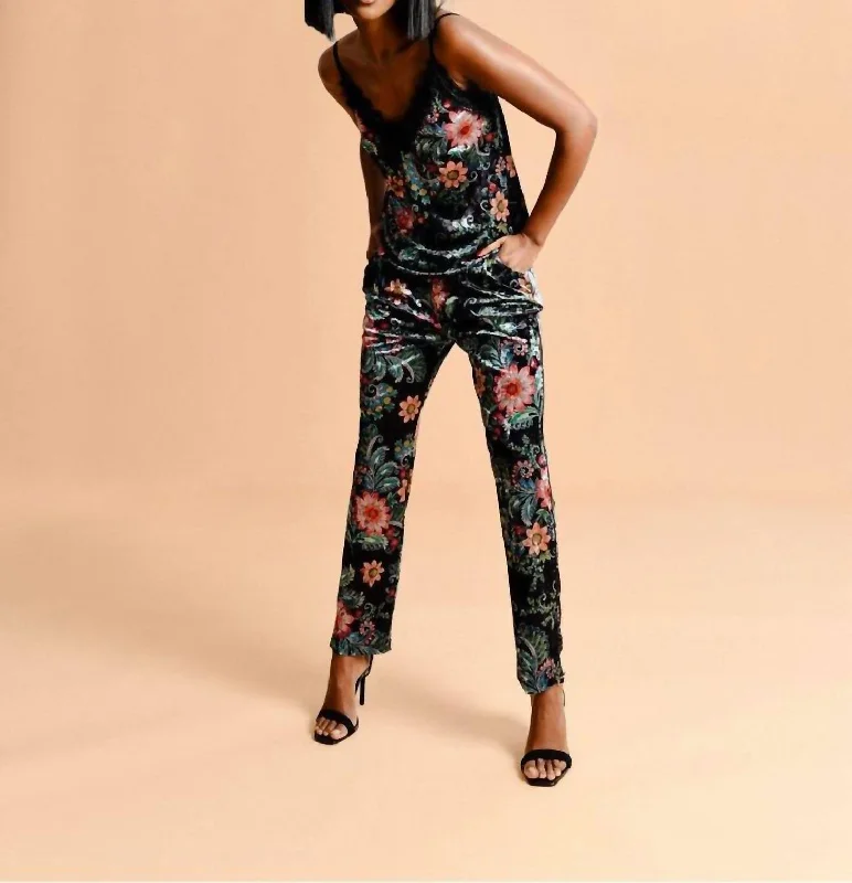 women's timeless pantsFreya Floral Velvet Pant