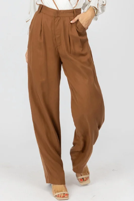 women's elegant pantsHigh Waisted Wide Leg Trousers In Brown