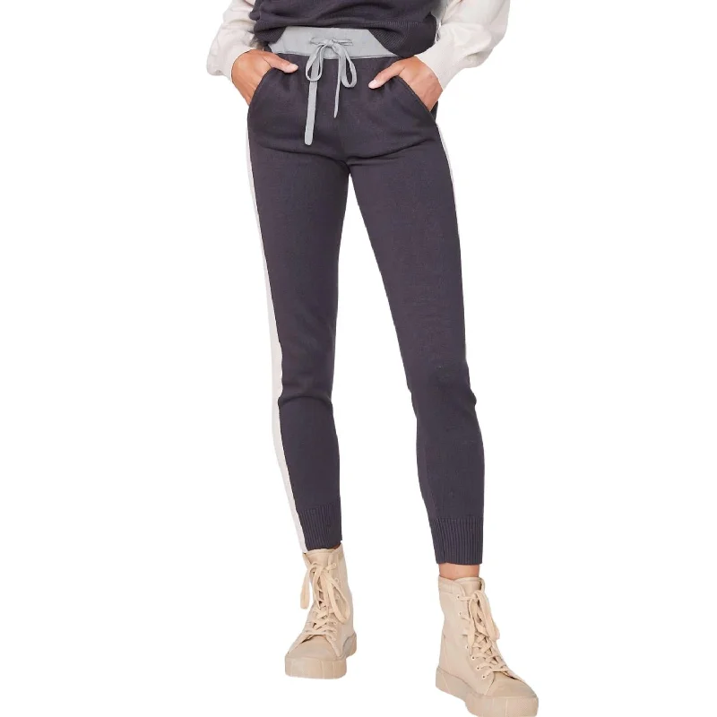 women's sophisticated pantsKnit Colorblock Jogger In Faded Black/bone/Grey