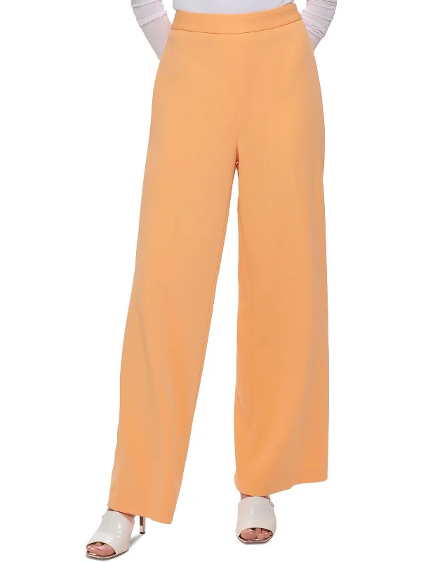 women's casual pantsPetites Womens Solid Knit Wide Leg Pants