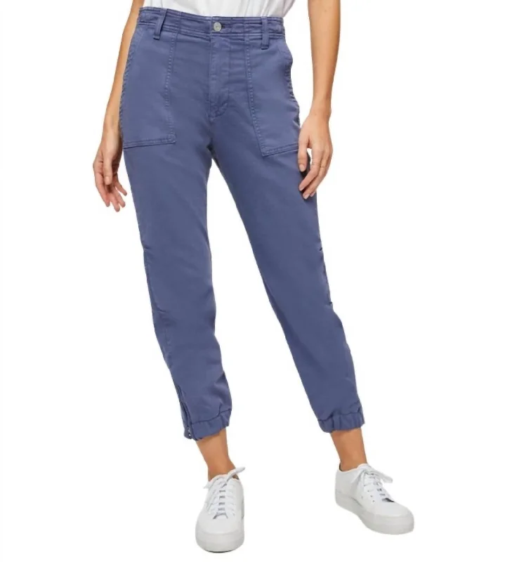 women's designer pantsSide Zipper Jogger In French Blue