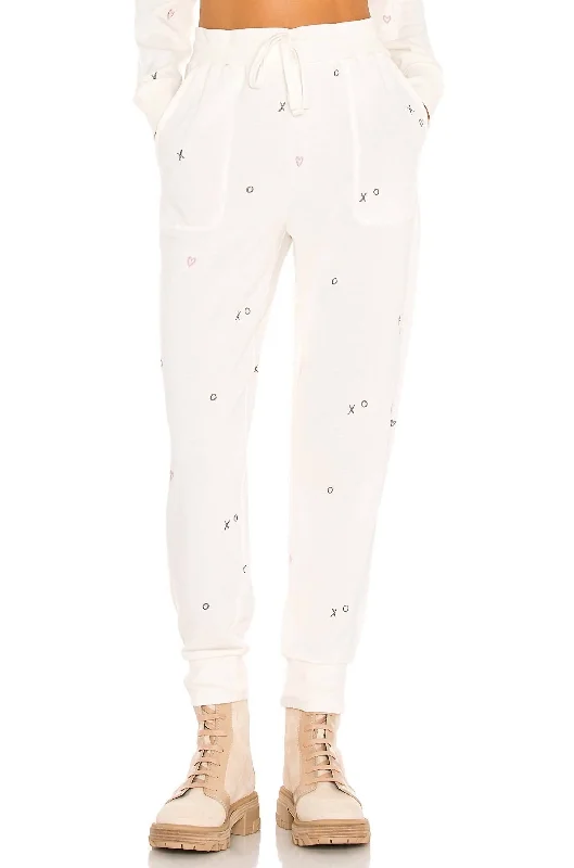 women's classic pantsSnowland Embroidered Jogger In Ivory