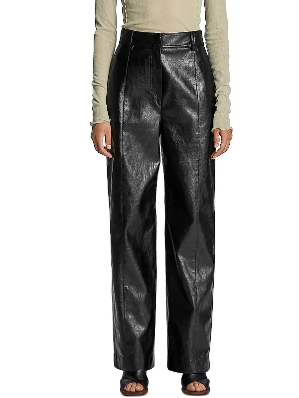 women's silk pantsWomens Faux Leather Flared Pants