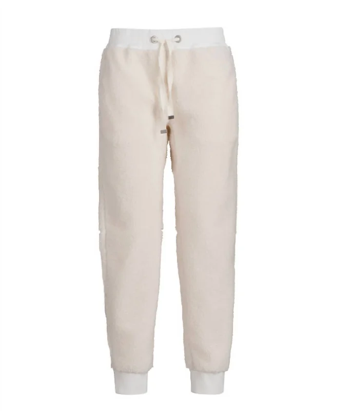 women's winter pantsWomen's Kiri Brushed Cotton And Sherpa Joggers In Cream